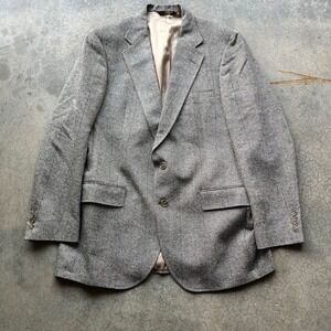 Dillards Racquet Club Mens Gray Herringbone Striped Blazer Sport Coat USA Made